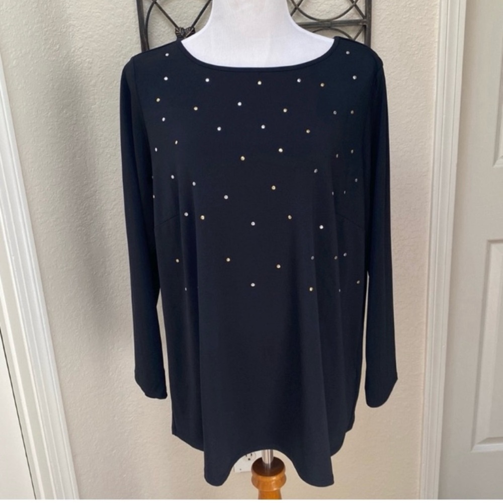 Joan Rivers Black Top with Gold and Silver Studs
